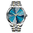 Relógio de Quartzo Masculino de Marca Suíço RUIGE Relógio Luminoso de Quartzo à prova d'água de Pulseira de Aço Inoxidável.