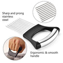 Agulha de cebola em aço inoxidável, garfo, fatiador de vegetais, frutas, cortador de tomate, suporte de corte, acessório de cozinha, ferramenta