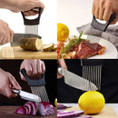Agulha de cebola em aço inoxidável, garfo, fatiador de vegetais, frutas, cortador de tomate, suporte de corte, acessório de cozinha, ferramenta