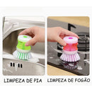 2 Em 1 Escova De Limpeza De Cozinha Com Dispensador De Sabão Líquido Lavadora De Louça