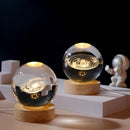New2024 ! Lâmpada Noturna Galaxy Crystal Ball 3D , 2.4 Inch Com Base De Madeira , Holográfica De Gravação 3D