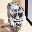 Relógio de Quartzo Masculino de Marca Suíço RUIGE Relógio Luminoso de Quartzo à prova d'água de Pulseira de Aço Inoxidável.